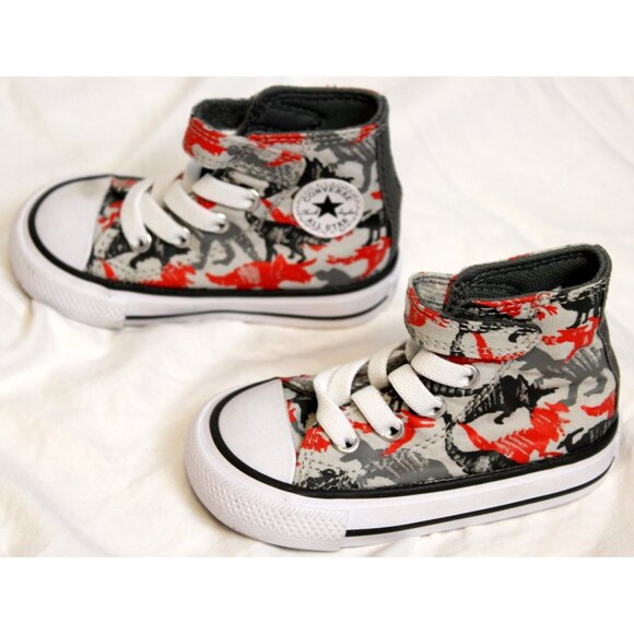 Converse Toddler Boy Dino Shoes sz 4 Sneakers Hi Top All Star Chuck Taylor Ankle - Picture 5 of 8